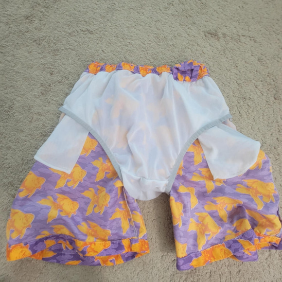 Peter Millar M Swim Trunks Goldfish Print Drawstring Mesh Lined Shorts Purple - Picture 11 of 13